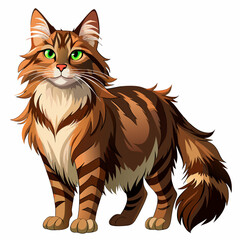 Obraz premium Traditional Norwegian Cat Clipart – Long Fur Pet Vector