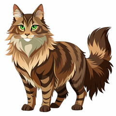 Fototapeta premium Norwegian Forest Cat Portrait – Elegant Nordic Cat Vector