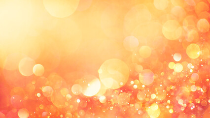 Sparkling glitter in warm fall colors. Defocused shimmering particles glowing in a blurry bokeh of red, orange, and yellow lights. Dreamlike blurred abstract background of vibrant autumn colors. © Leigh Prather