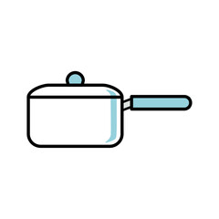 Obraz premium 蓋付きのシンプルな片手鍋のベクターイラスト素材｜鍋,片手鍋,調理器具,家庭用品,キッチンツール,白背景,ベクター