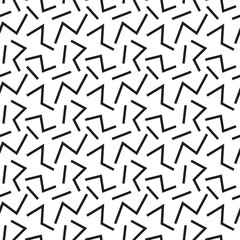Retro memphis geometric line shapes seamless pattern .Hipster fashion. Black and white. Zigzag lines. Memphis style for printing, website, fabric design, poster.