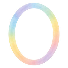 虹色の光が水彩で広がる楕円型フレーム（背景透過）