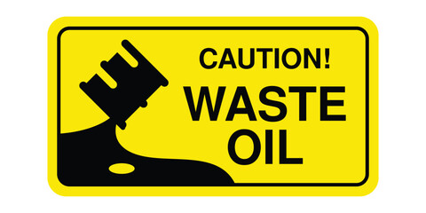 Download a Caution! Waste Oil sign high-quality stock image for industrial safety and environmental protection