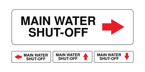 Download a Main Water Shut-Off sign high-quality stock image for directional plumbing safety and emergency water control