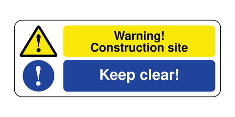 Download Warning! Construction Site Sign High-Quality Stock Image - Safety and Hazard Notice for Work Zones and Restricted Areas