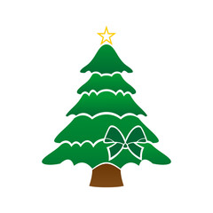 Green vector fir tree isolated on white background.