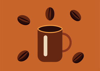 coffee beans cup icon  vector template