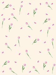 seamless pattern with red tulips