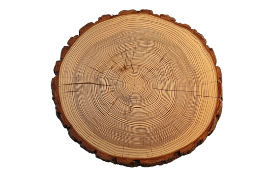 tree rings in a cut log on a transparent background