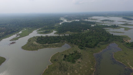 aerial view of river