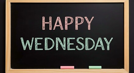 Fototapeta premium Happy Wednesday Text on Bright Background – Inspirational Midweek Message positiv vibes