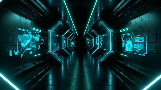 blue tunnel with binary code