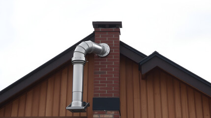 Ventilation pipe and chimney on the roof of a new house
