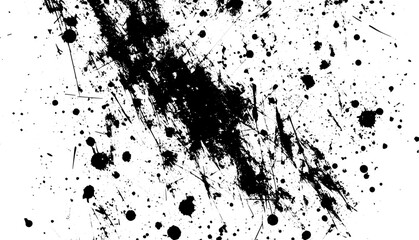 Abstract Black Ink Splatter Texture on White Background