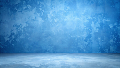 Fototapeta premium Ultra-Realistic Blue Textured Wall Background with Smooth Floor