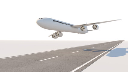 Airplanes on the runway preparing for a trip or business trip from the airport., 3d rendering