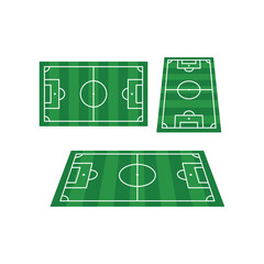 Soccer field set in flat deign, football stadium, horizontal and vertical background of green, vector illustration of soccer field