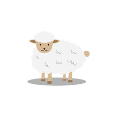 Sheep vector illustration, wool production, vector flat icon, sheep cartoon illustration, isolated on white background