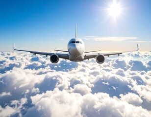 Fototapeta premium Airplane flying above clouds