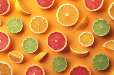 Obraz premium Clean vector set of sliced citrus fruits for vector stock tutorial,