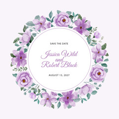 cute purple floral watercolor frame