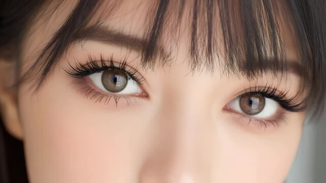 長いまつ毛、美しい瞳の女性