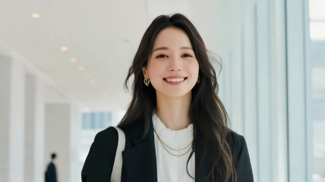 自信を持って歩く会社員の女性