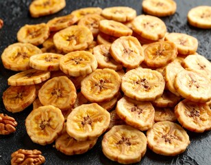 Naklejka premium Dried banana rings, healthy food