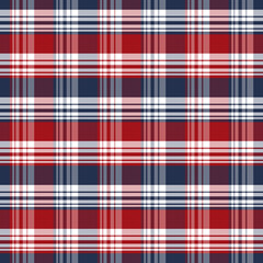 American Red White and Blue Plaid Seamless Repeat