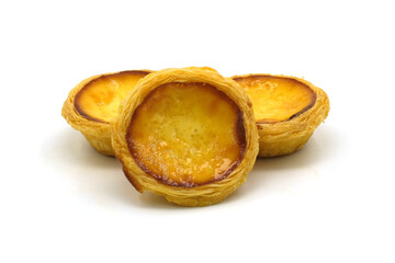 Egg tart the delicious crispy bakery on  white background