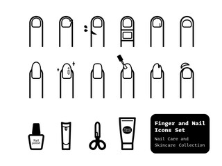 指と爪のシンプルなアイコンセット