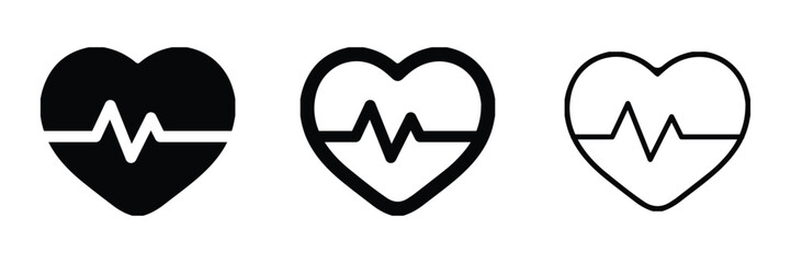 Heart beat icon set. heart beat pulse icon vector. Heart beat icon solid and line style design. vector collection. eps file