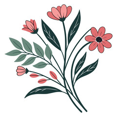 Simple pink flower bouquet illustration