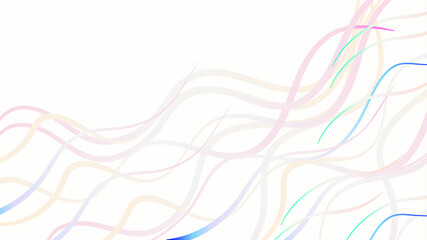 Pastel colored wavy ribbons flowing across a white background creating a delicate design