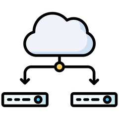 Cloud database lineal color icon. Simple vector icon design in lineal color style. Editable vector format