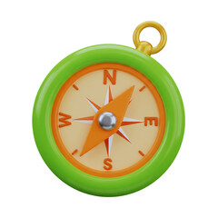 3D Rendered Compass with Green Border and Orange Accents on a Black Background Ideal for Travel and Navigation Concepts Modern and Stylized Design