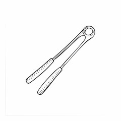 Obraz premium Basic kitchen tongs in a simple line style, great for cooking or serving visuals.