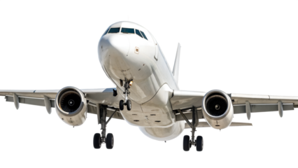 Flying aircraft isolated on white background