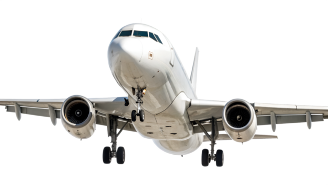 Flying aircraft isolated on white background