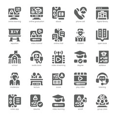 Educational Webinar Icon pack for your website, mobile, presentation, and logo design. Educational Webinar Icon solid design. Vector graphics illustration and editable stroke.