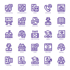 Educational Webinar Icon pack for your website, mobile, presentation, and logo design. Educational Webinar Icon line basic color design. Vector graphics illustration and editable stroke.