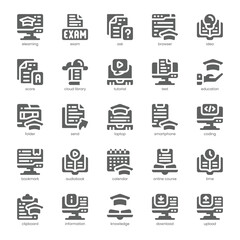 Elearning Icon pack for your website, mobile, presentation, and logo design. Elearning Icon solid design. Vector graphics illustration and editable stroke.