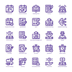 Study Schedule Icon pack for your website, mobile, presentation, and logo design. Study Schedule Icon line basic color design. Vector graphics illustration and editable stroke.