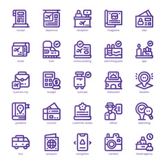 Travel Agency Icon pack for your website, mobile, presentation, and logo design. Travel Agency Icon line basic color design. Vector graphics illustration and editable stroke.