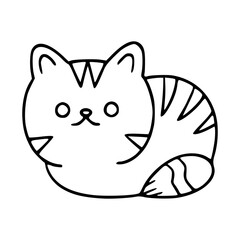 adorable striped feline line art