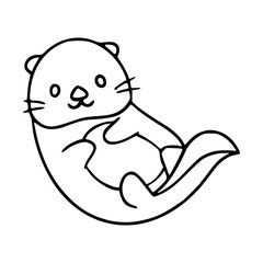 simple floating otter drawing