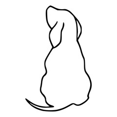 line art drawing of a sitting dog
