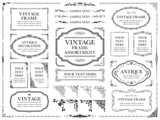 vintage frame set 2_black／モノクロのビンテージフレームとあしらい飾りのセット