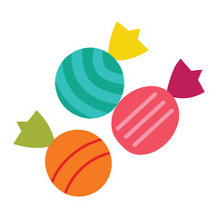 Assorted Colorful Bonbons in Modern Flat Design