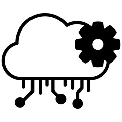 Cloud computing mixed glyph icon. Simple vector icon design in glyph style. Editable vector format